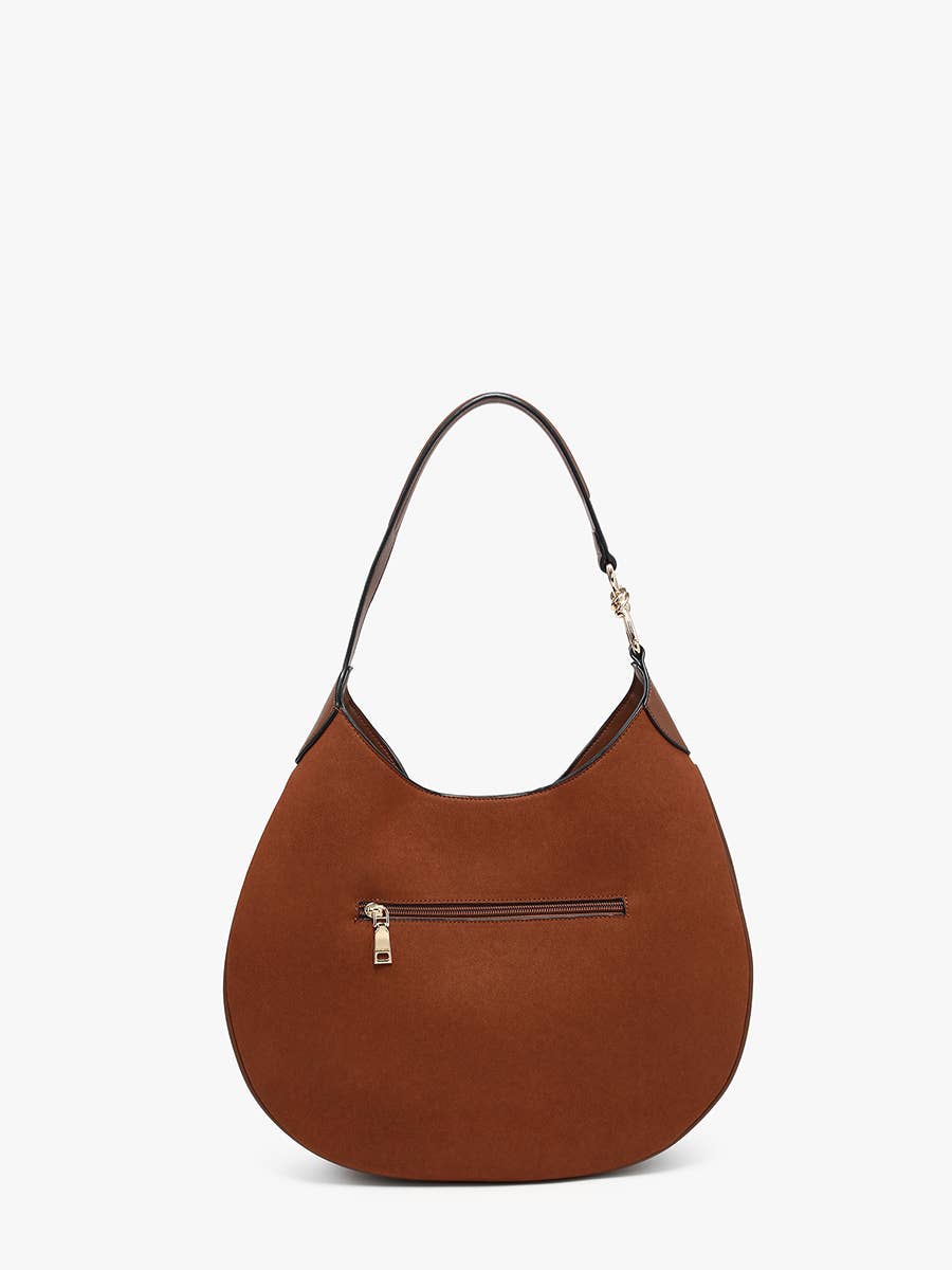 Jen & Co. - Vanessa Faux Suede Hobo w/ Gold Accented Strap | M2881