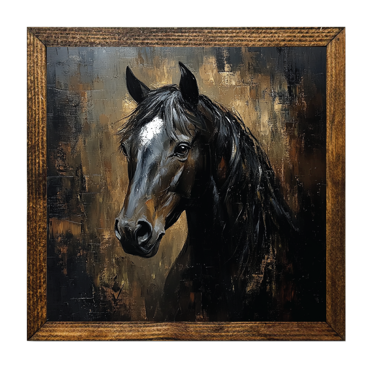Horse Palette Knife Painting Wood