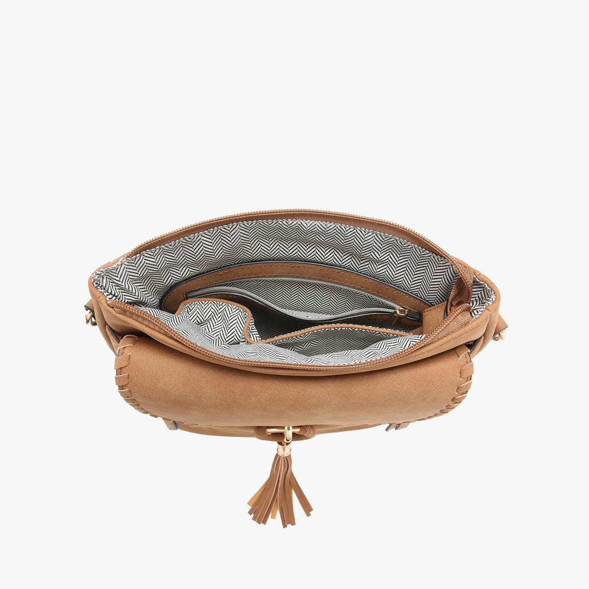 Jen & Co. - M2347 Layla Faux Suede Whipstitch Crossbody w/ Tassel