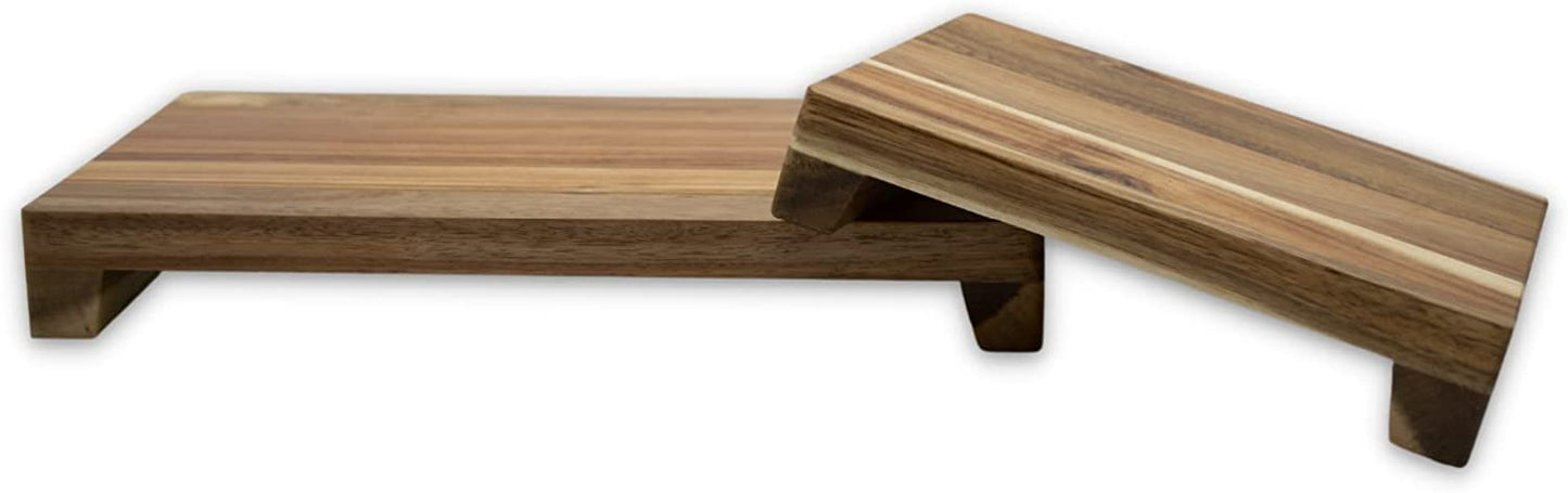 Set of 2 Rectangular Wood Pedestal Stands