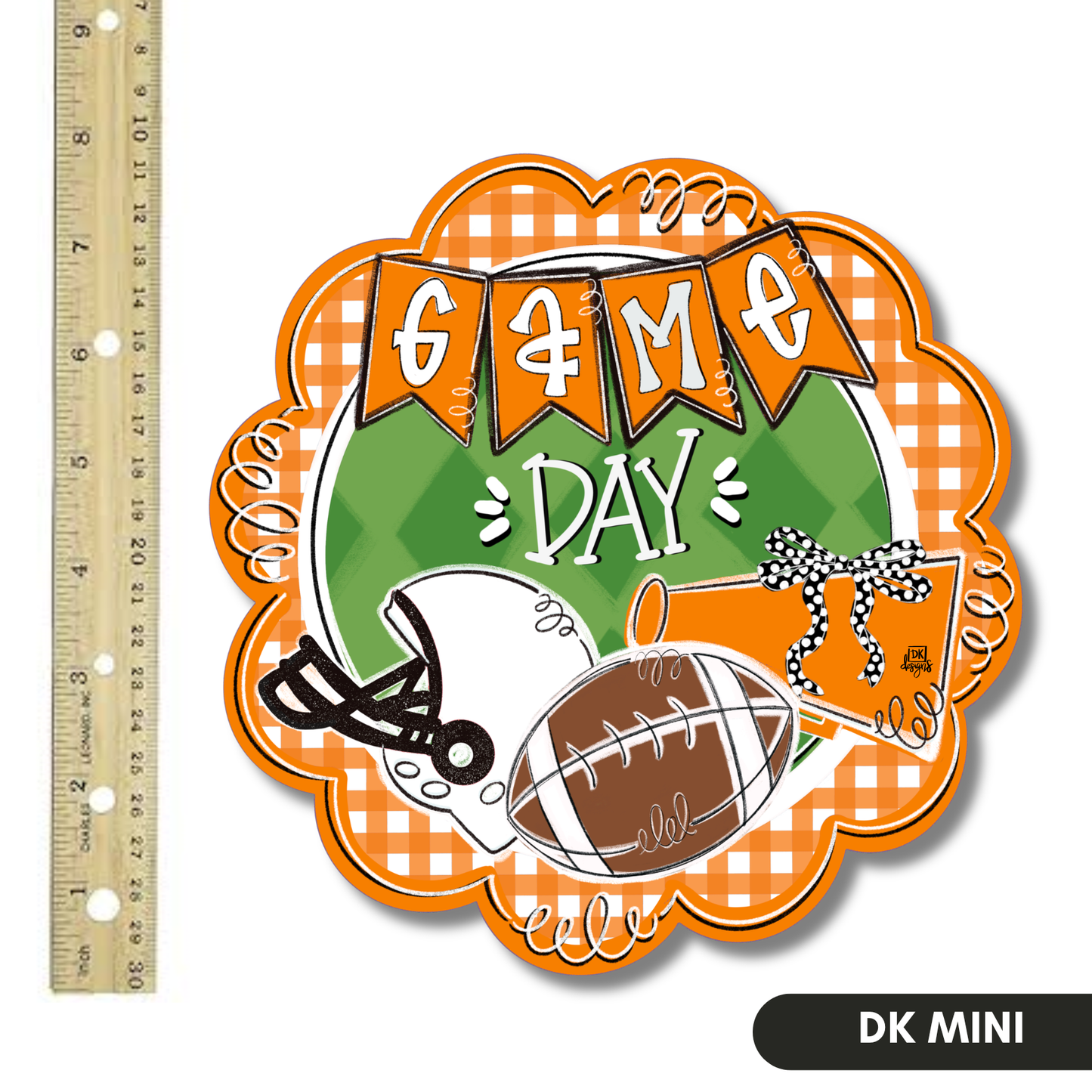 Orange and White Game Day Scallop Mini
