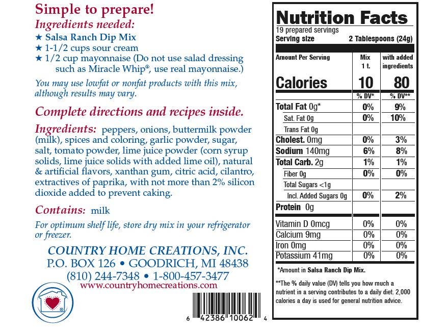 Country Home Creations - Salsa Ranch Dip Mix