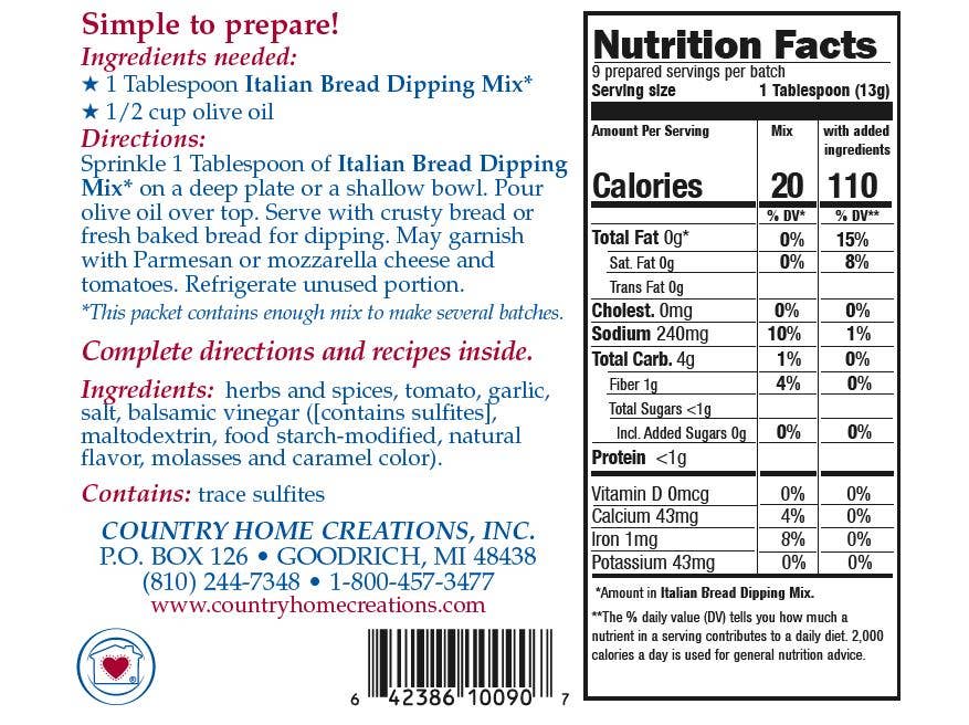 Country Home Creations - Italian Bread Dipping Mix