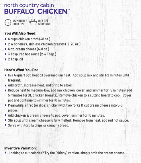 Anderson House | Frontier Soups - North Country Cabin Buffalo Chicken Soup Mix