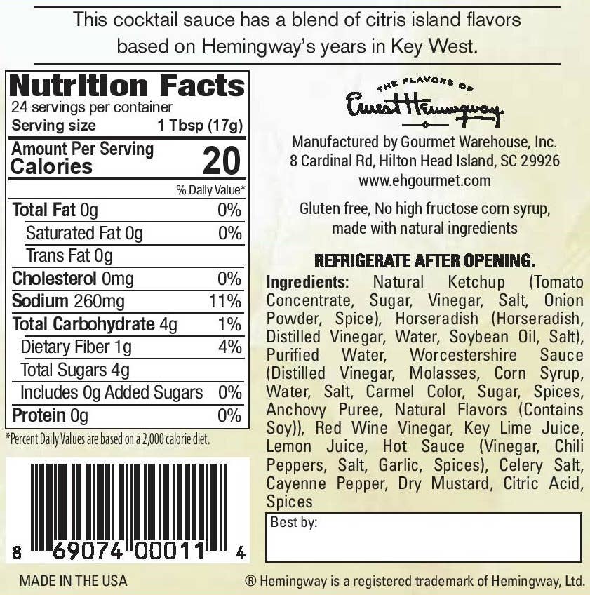 Gourmet Warehouse Brands - Hemingway "The Islands" Cocktail Sauce