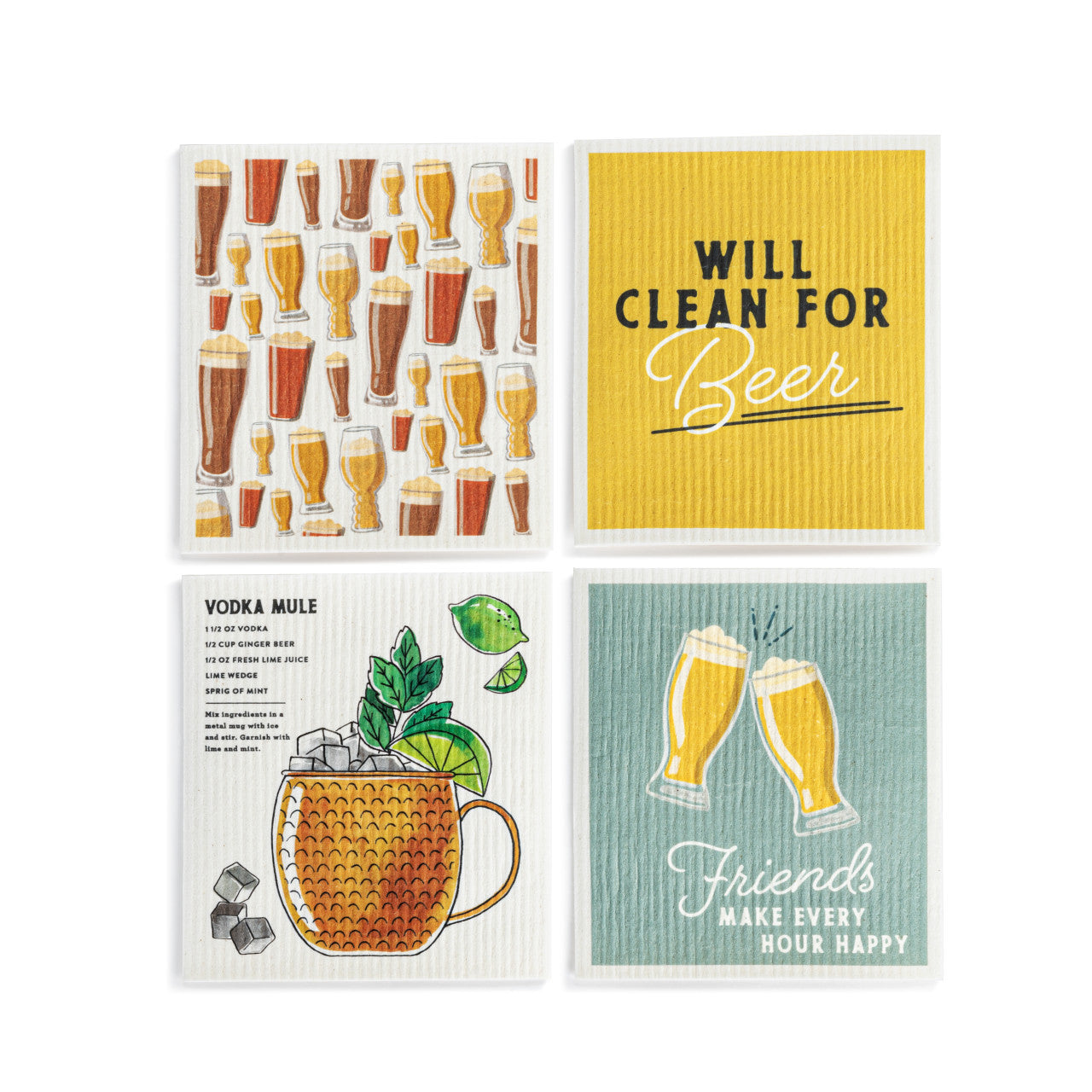 Biodegradable Dish Cloths, 4 Assorted
