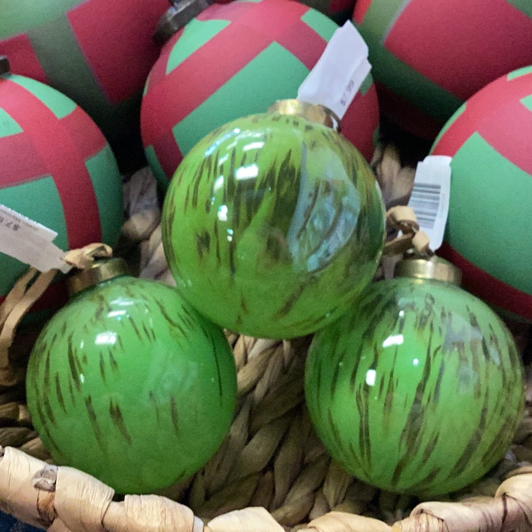 Green Marbled Glass Ornament is