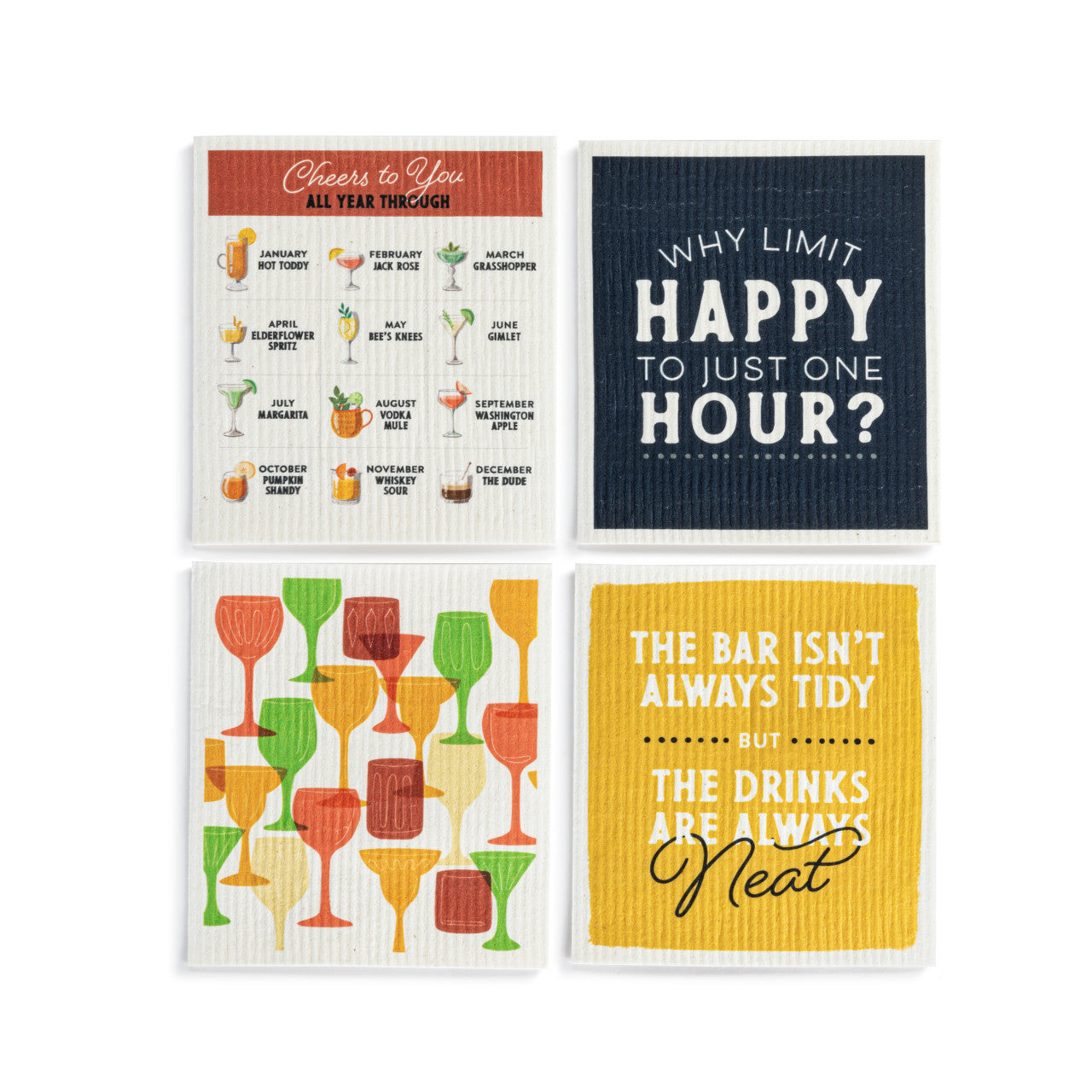 Biodegradable Dish Cloths, 4 Assorted