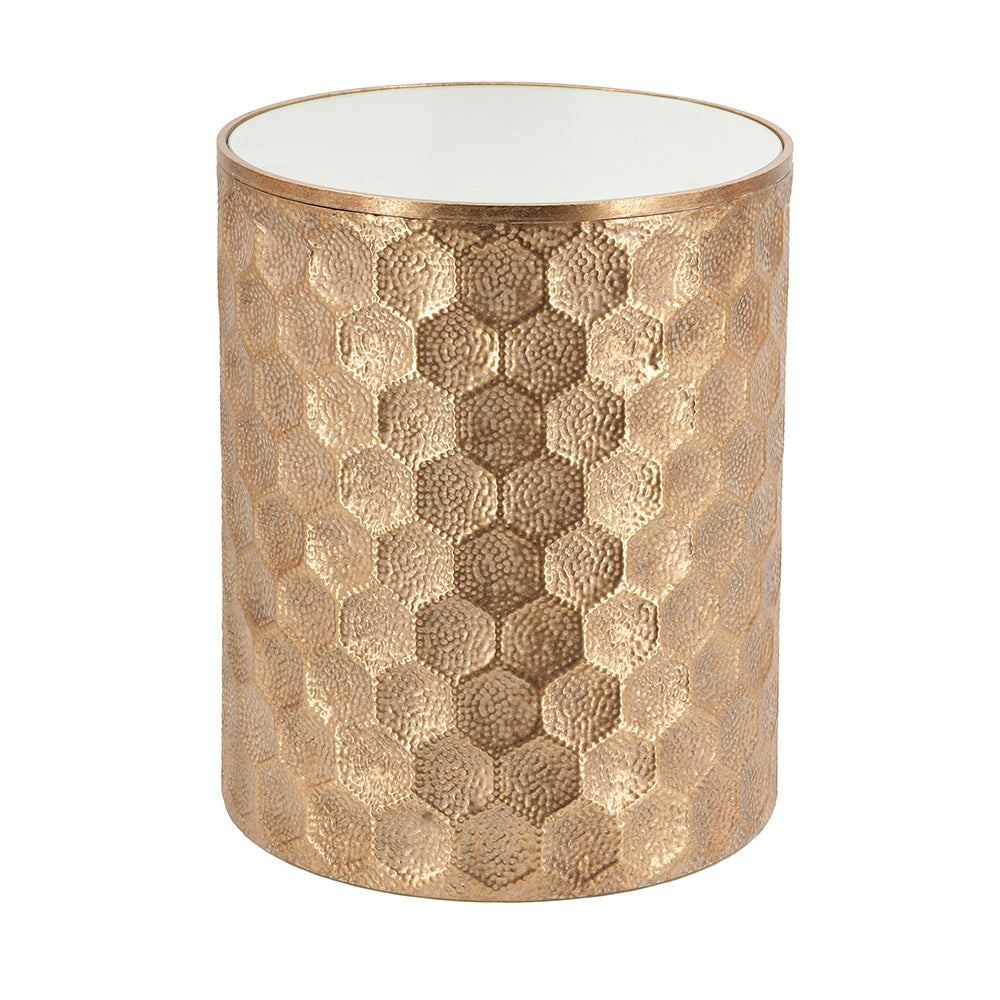 Imelda Bronze Honeycomb Pattern Metal Drum Table