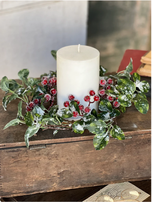 Iceberg Berries Candle Ring 4.5"