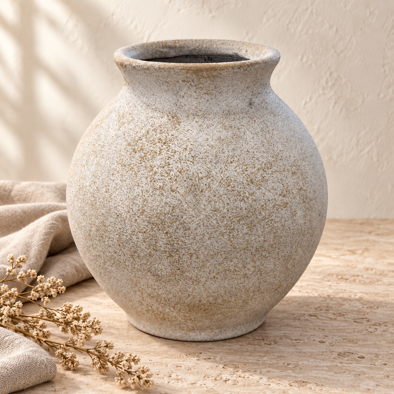 Weathered Stone-Finish Vase