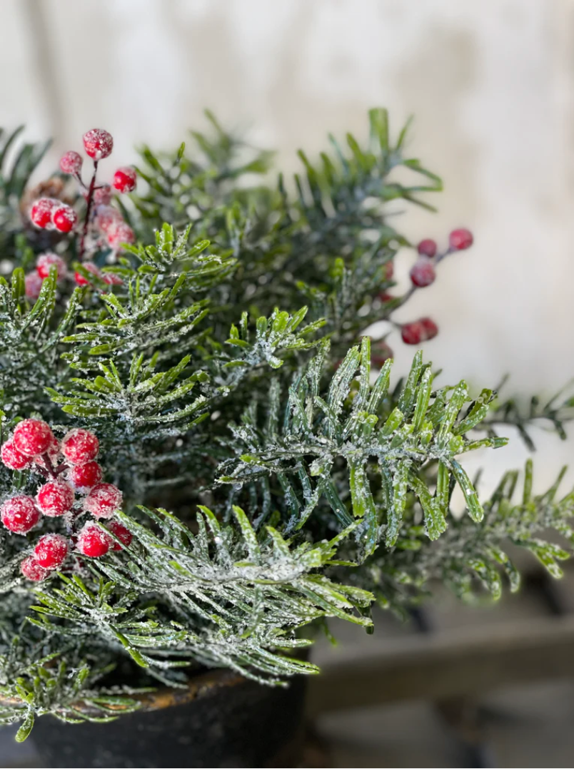Winter Jewel Hemlock Half Sphere 12”