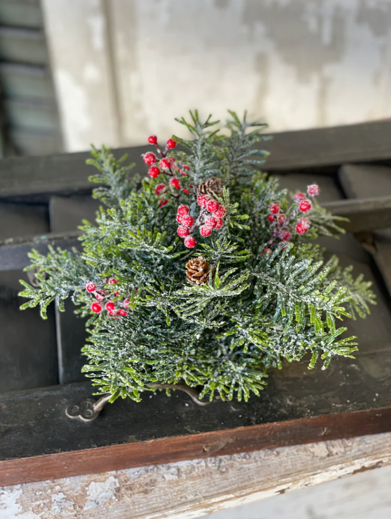 Winter Jewel Hemlock Half Sphere 12”
