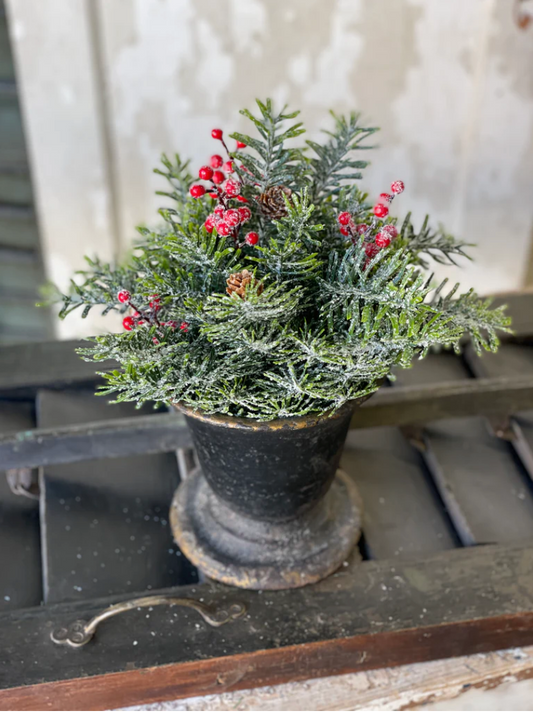 Winter Jewel Hemlock Half Sphere 12”