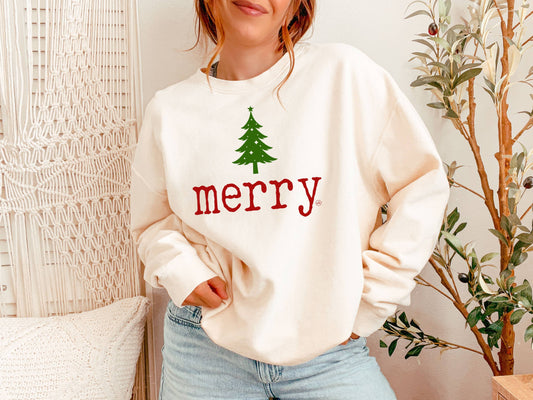 Never Lose Hope Designs - Merry Christmas Tree Sweatshirt