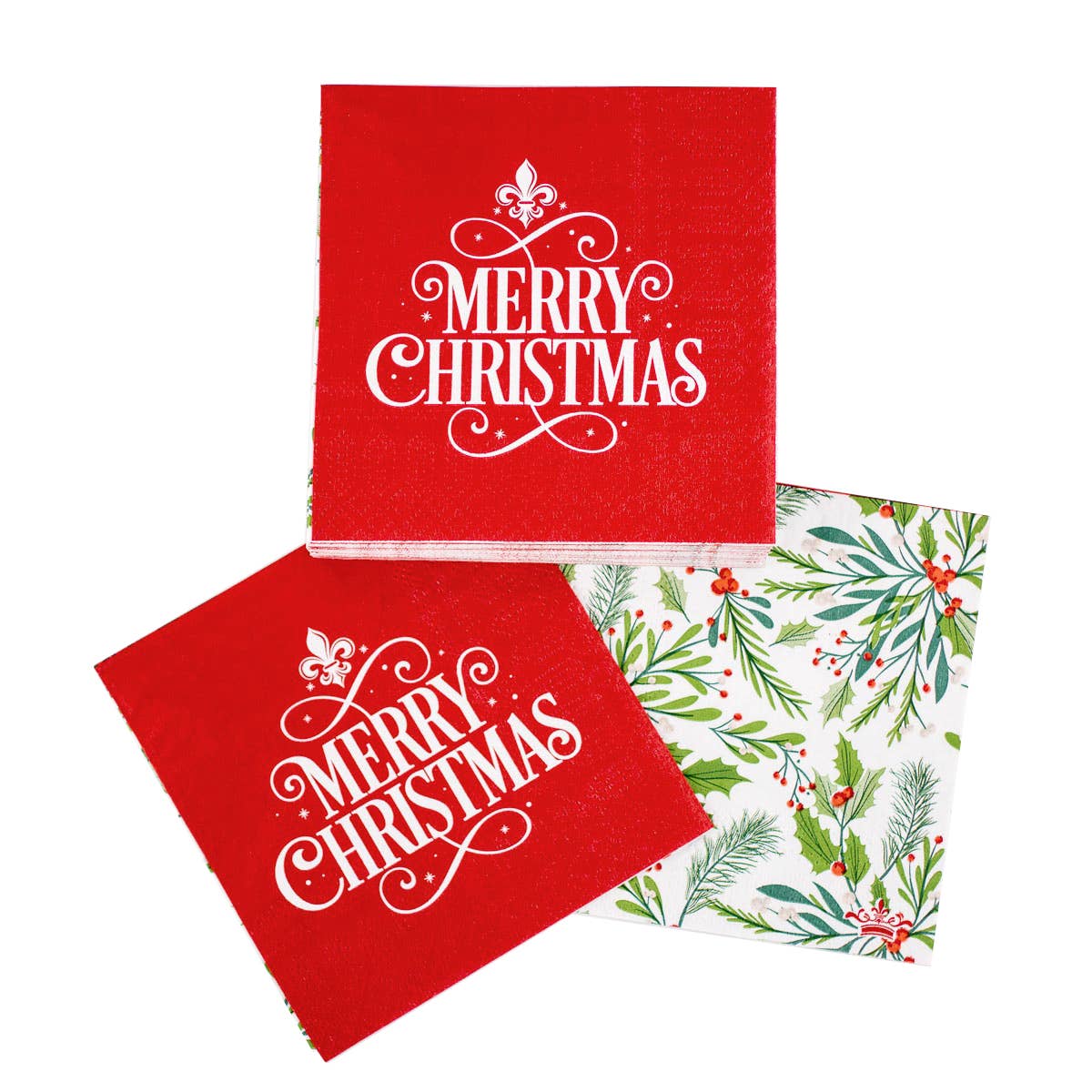 The Royal Standard - Fleur Merry Christmas Cocktail Napkins Red/Green/White 5x5