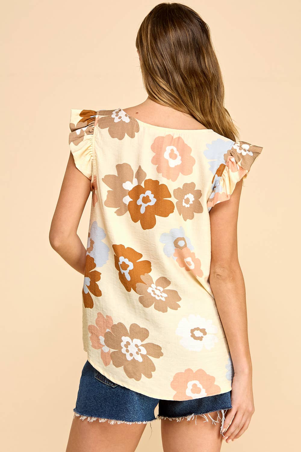 Floral Ruffle Sleeve Top