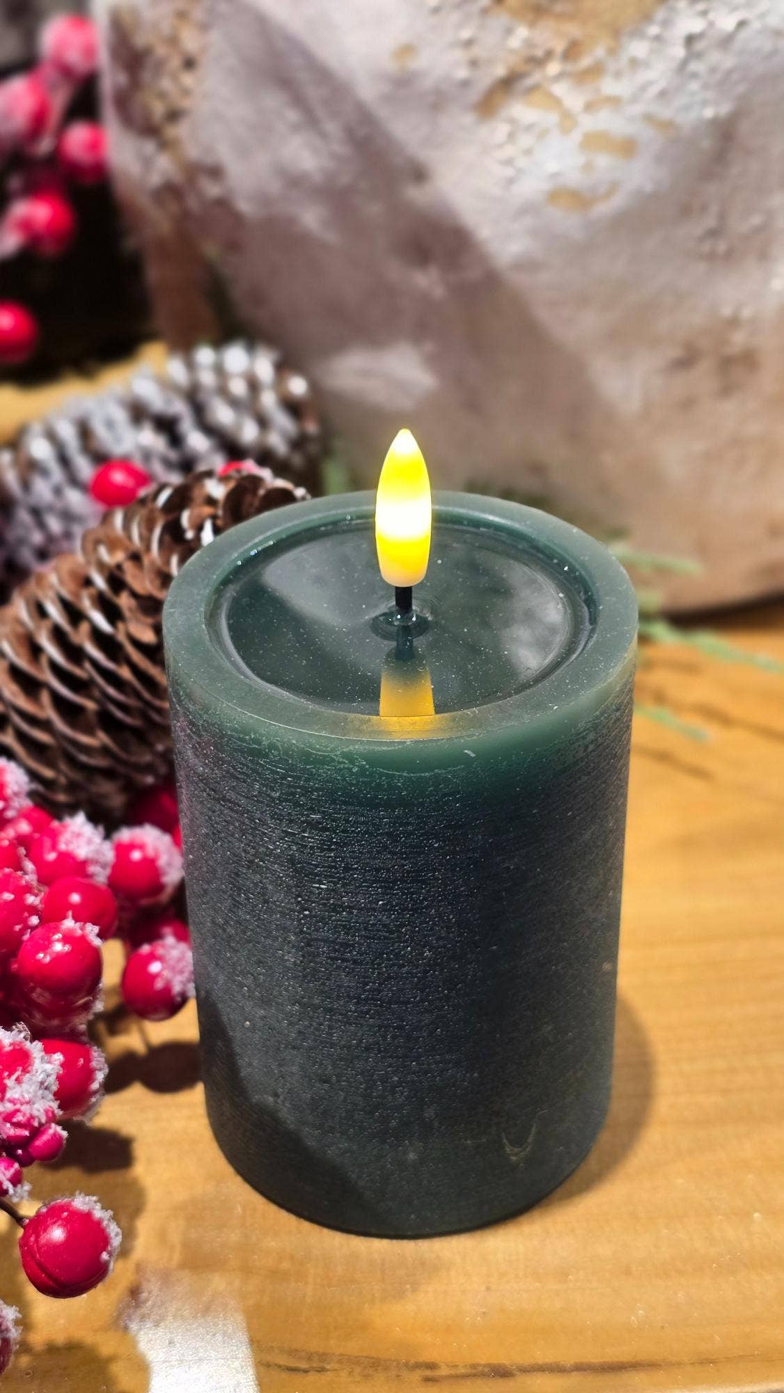 Wholesale Home Decor - Green Melted Realistic Flame 3x4in LED Candle