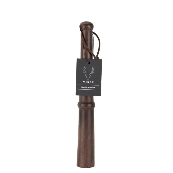 Viski Professional 12" Acacia Wood Muddler w/ Hanging Strap