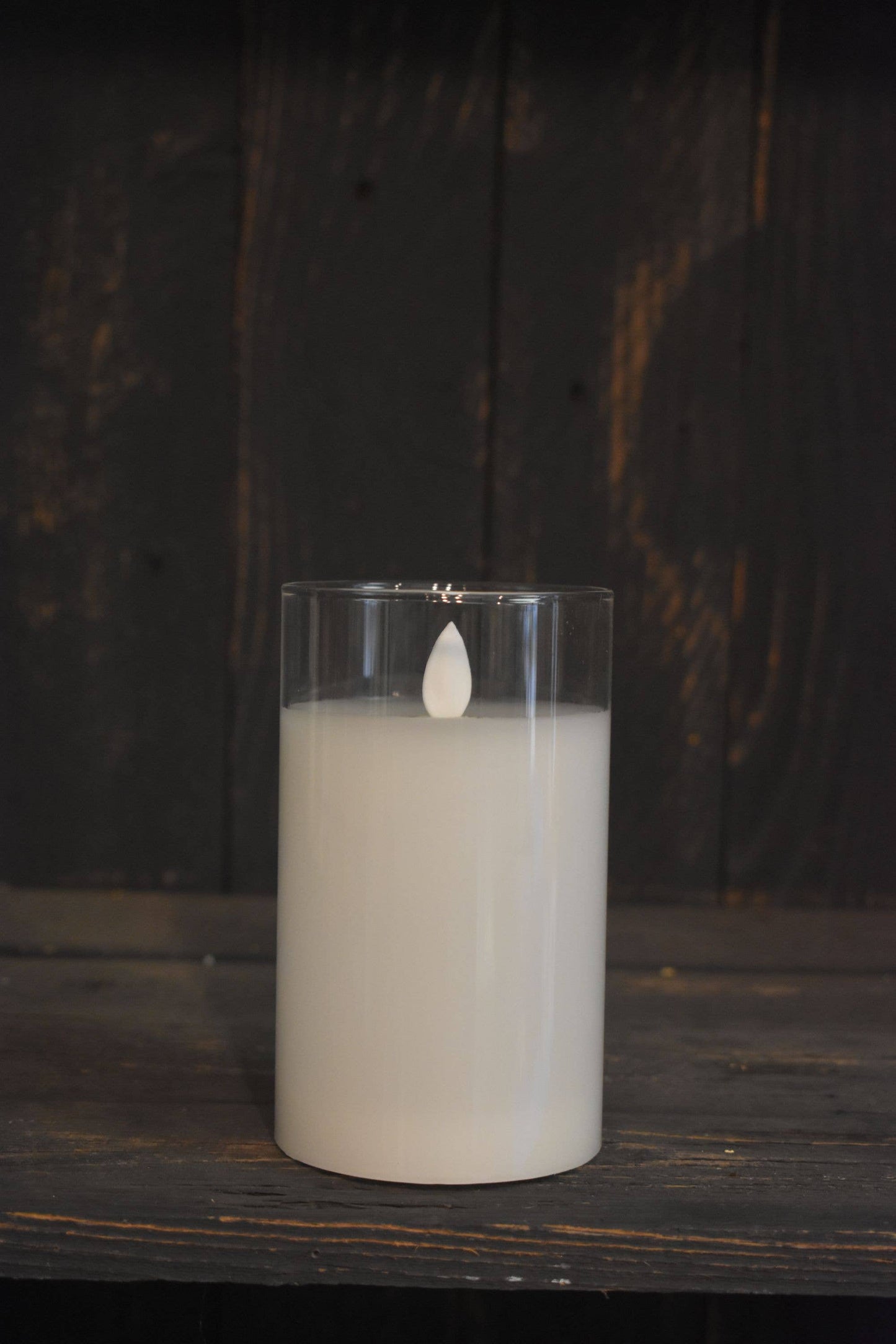 Clear Glass Cylinder Moving Flame LED Candle