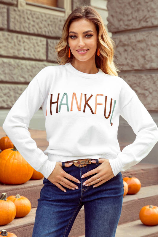 1 the Woman - Thankful Ivory Embroidered Sweater
