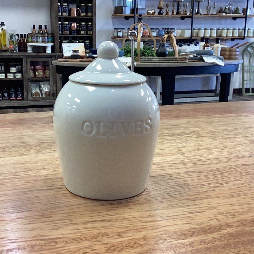 Stoneware Olive Jar w/ Slotted Spoon