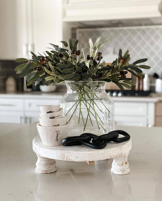 Wood Riser, Antique White, Handmade