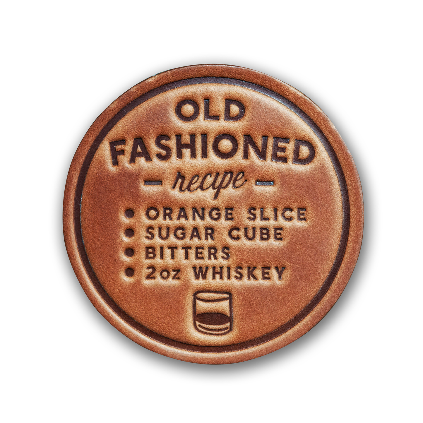 Old Fashioned Recipe Leather Coaster