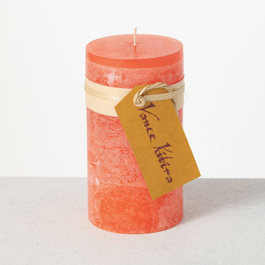 CORAL PILLAR CANDLE 6”