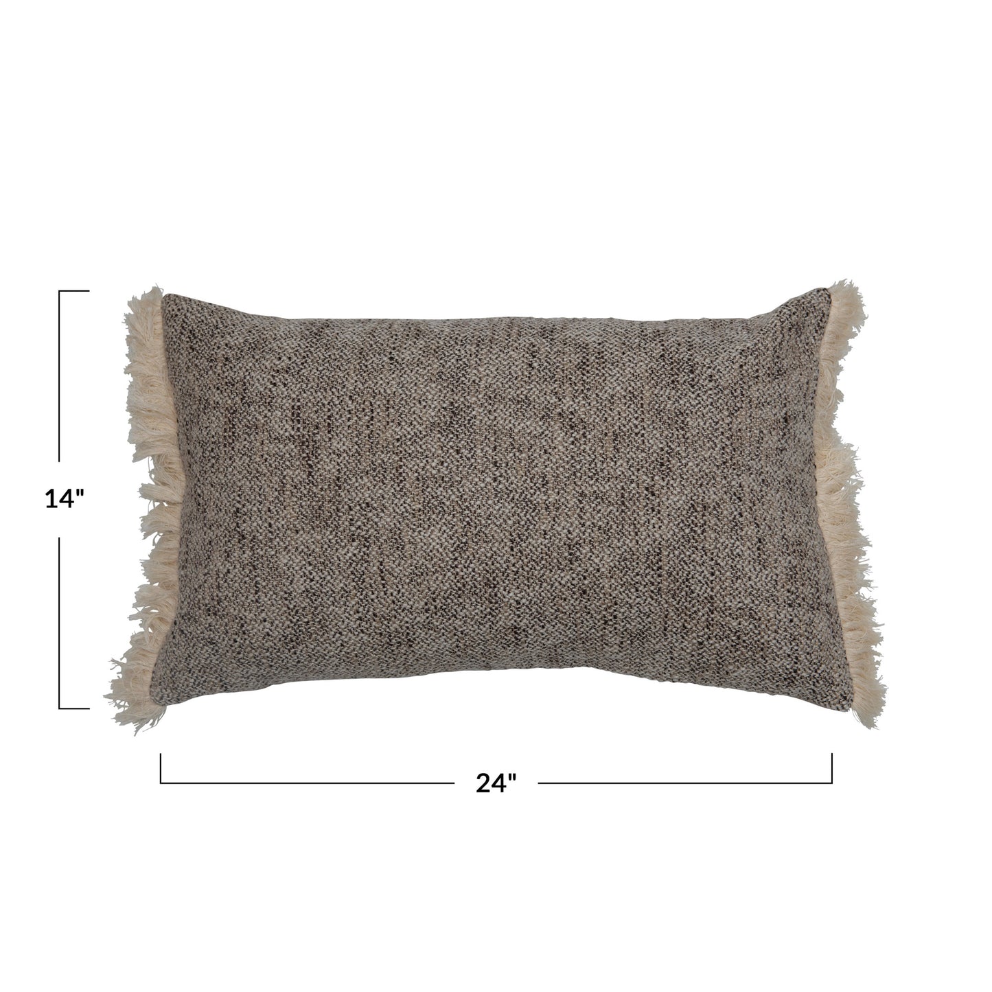 Cotton Lumbar Pillow with Chambray Back & Fringe