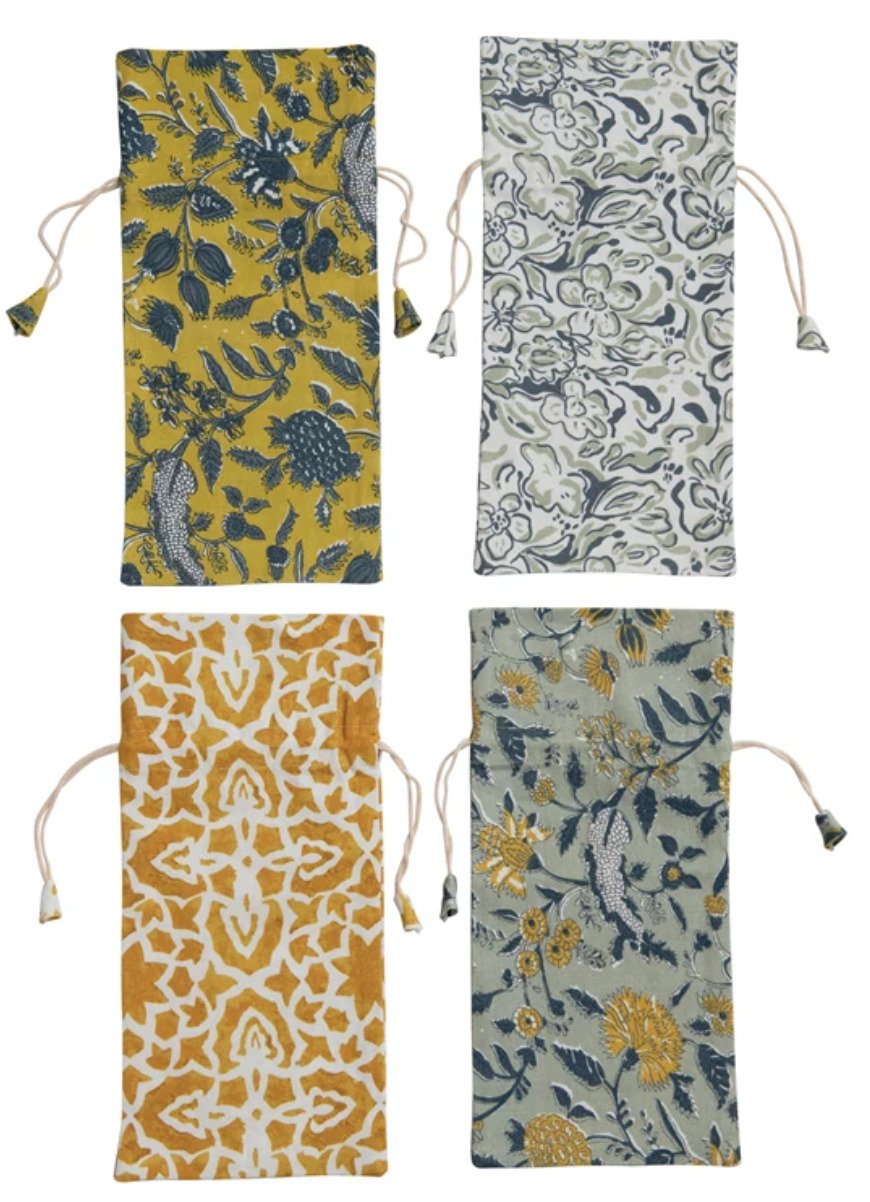 Cotton Wine Bag with Pattern
