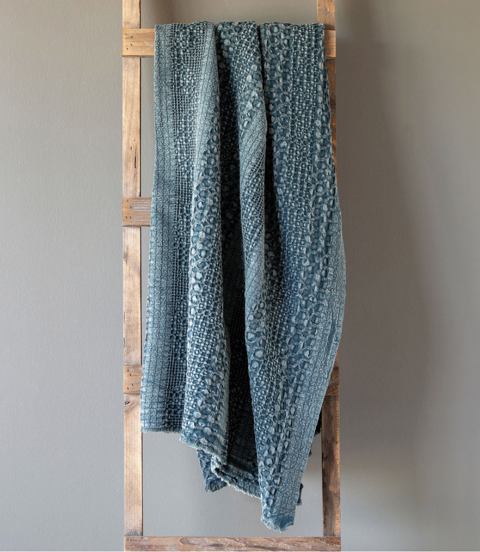 Heathered Waffle Weave Throw, Teal