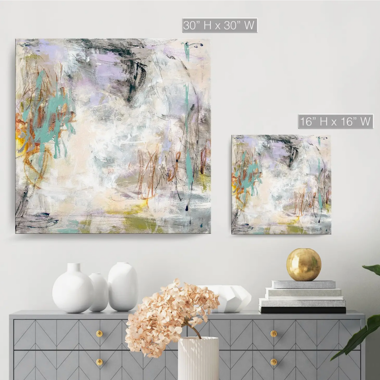 'Grassy Waters' Abstract Canvas Wall Art