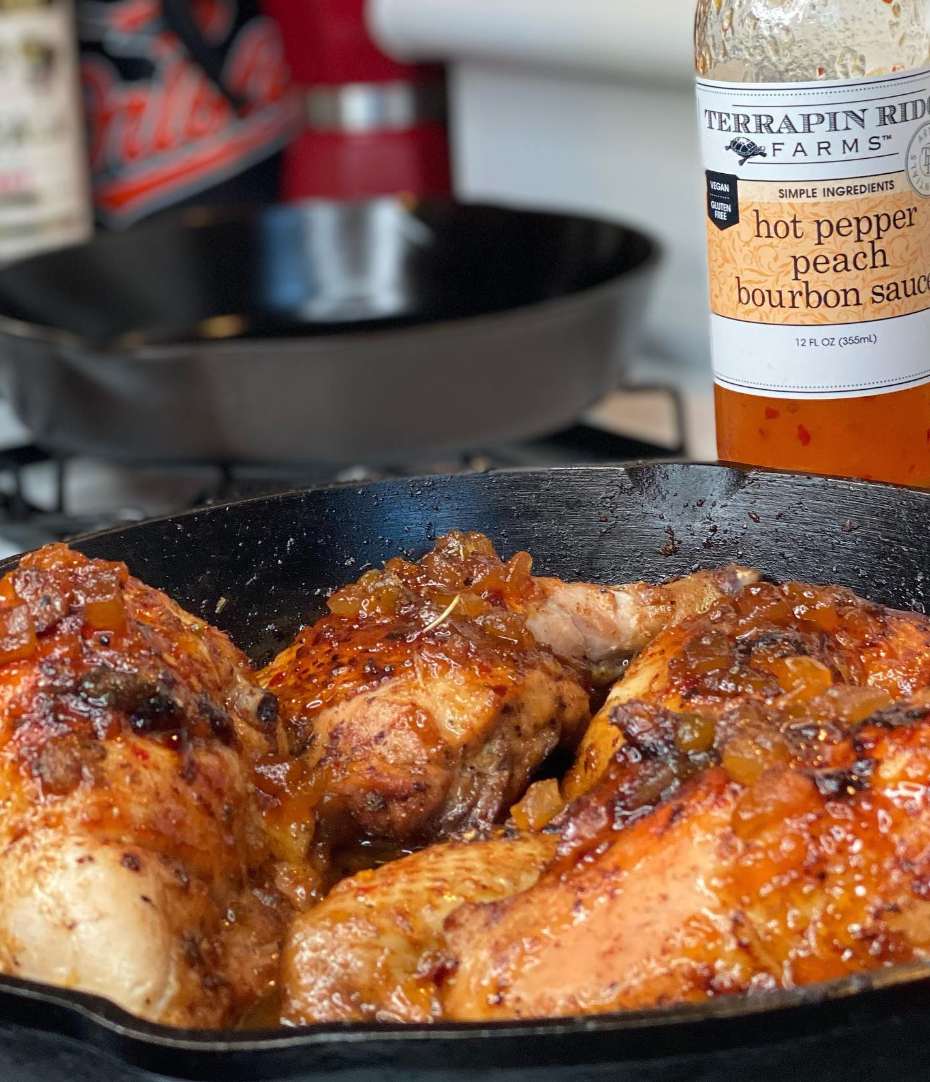 Hot Pepper Peach Bourbon Sauce 12oz