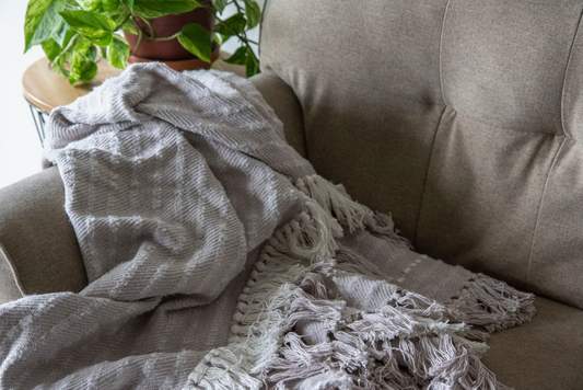 Hand Woven Louise Throw Gray