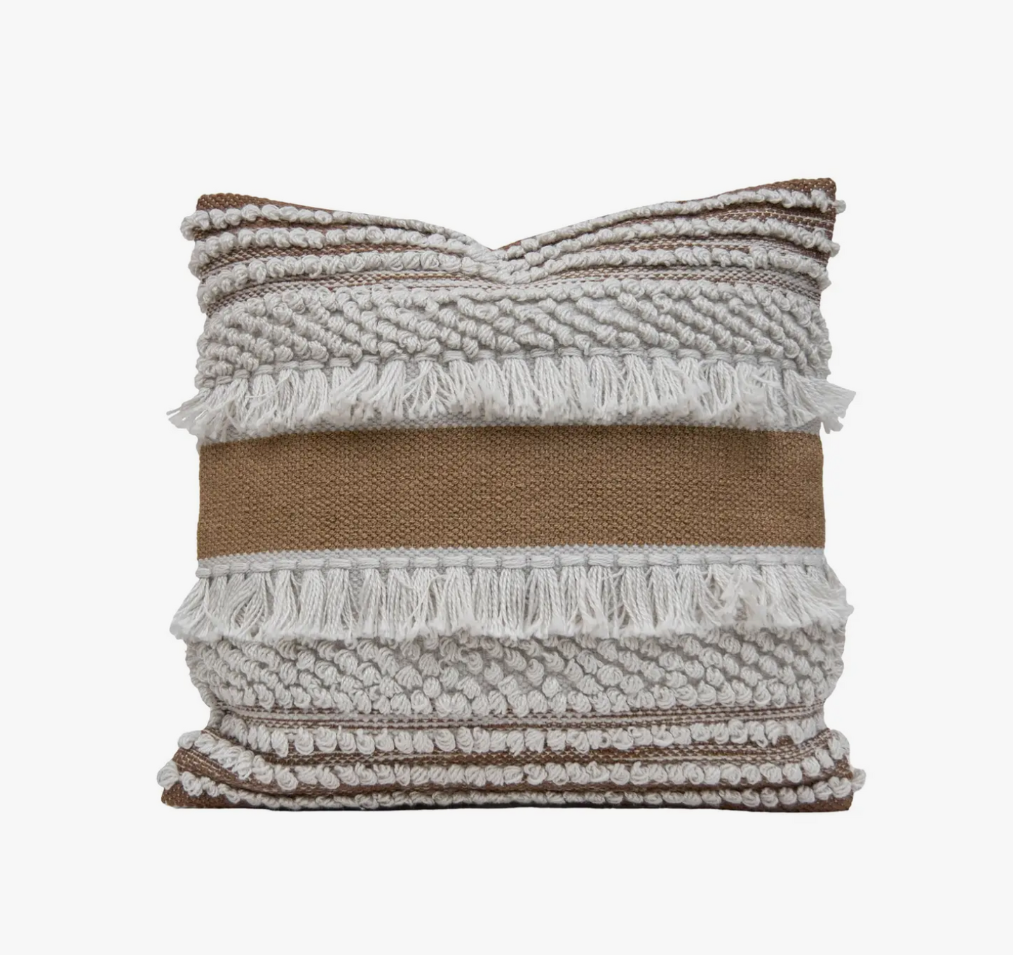 Hand Woven Daisy Pillow Brown