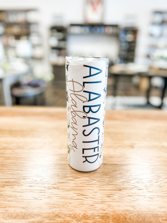 Alabaster, AL Floral Skinny Tumbler