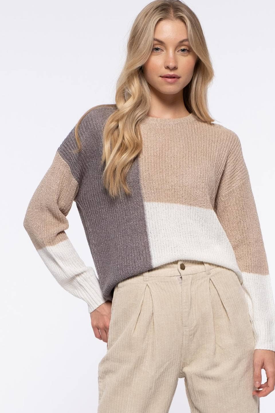 Colorblock Knit Pullover Sweater