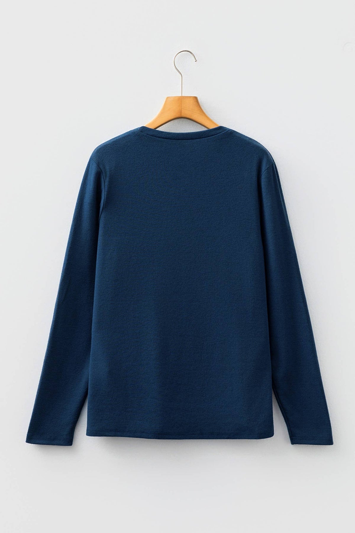 Solid Exposed Seam Crew Neck Long Sleeve Top