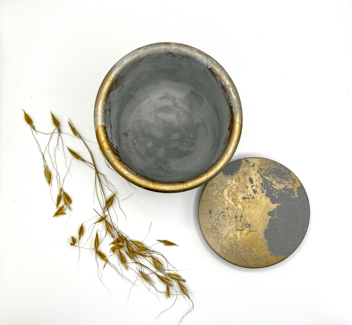 Gold handcrafted Cement Candle Vessel/Concrete Planter