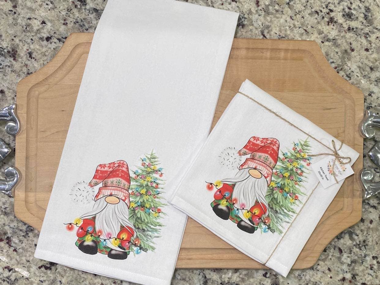 Christmas Tree Gnome Kitchen Towel