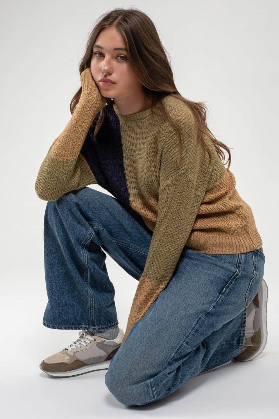 Colorblock Knit Pullover Sweater