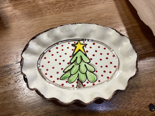 Small Oval Tray (Tree Red Dots)