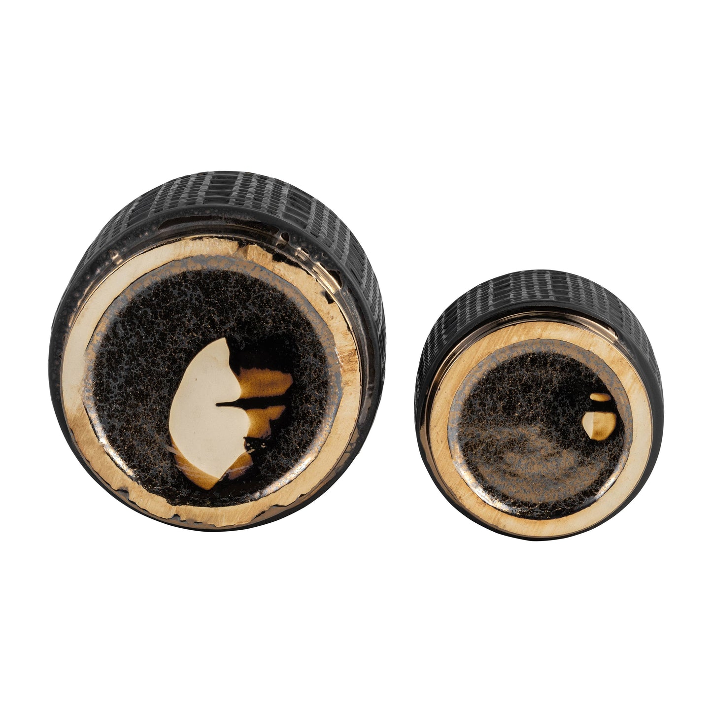 Sagebrook Home - Planter Set of 2 - Black Ceramic Raised Mesh, 6/8 in.