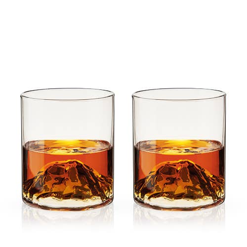 Mountain Themed Crystal Tumblers - Set of 2