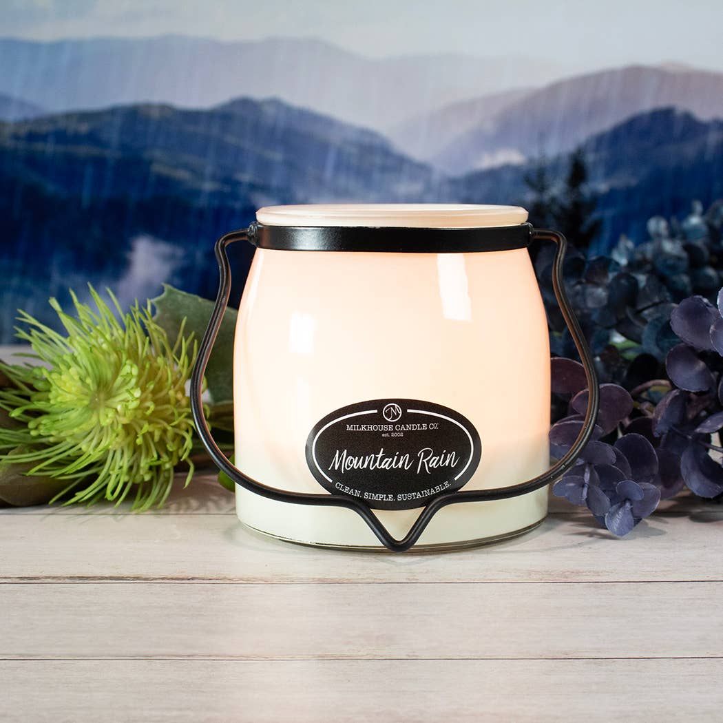 Mountain Rain 16 oz Soy Milkbottle candle by Milkhouse
