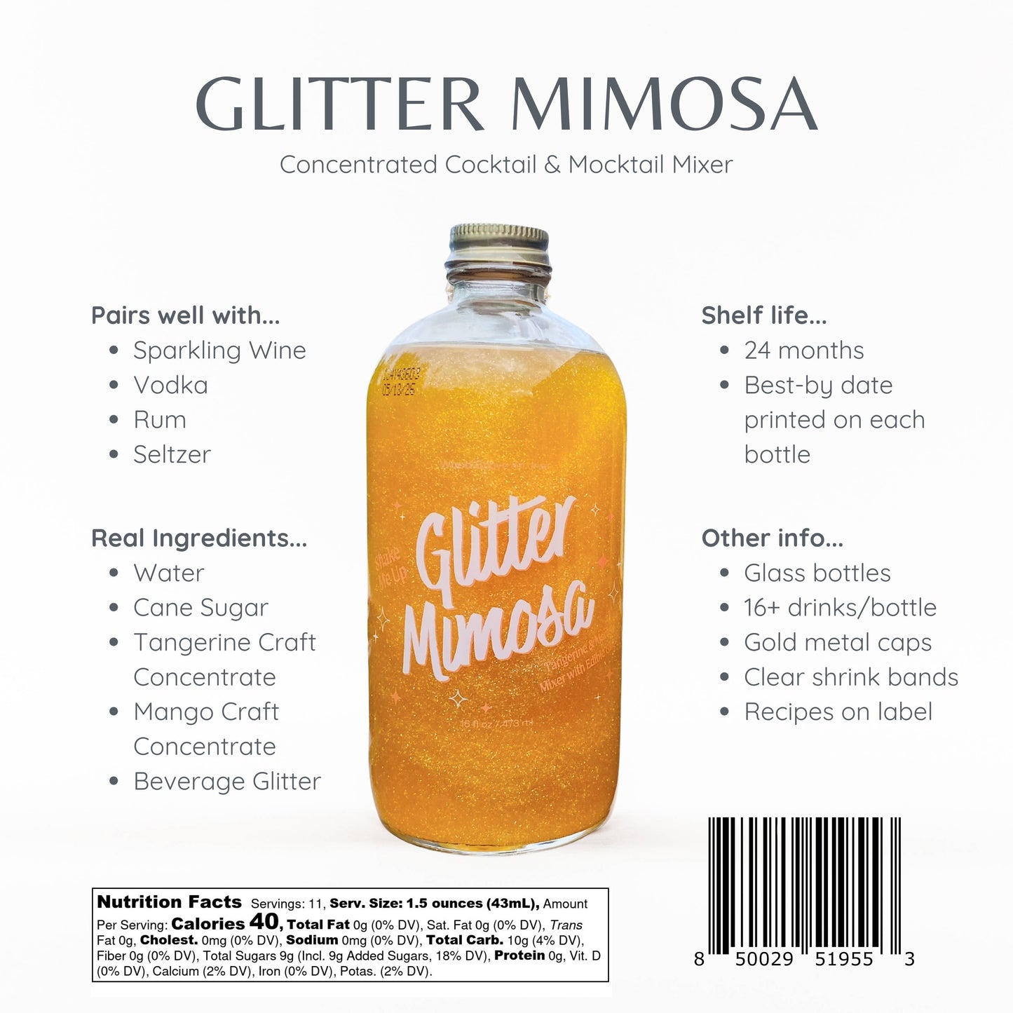 Glitter Mimosa Cocktail & Mocktail Mixer