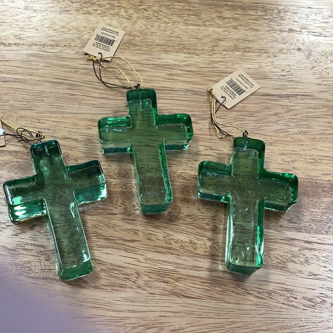 Recycled Glass Hanging Cross