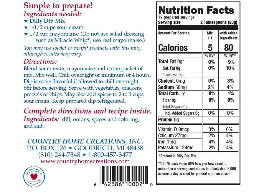 Country Home Creations - Dilly Dip Mix