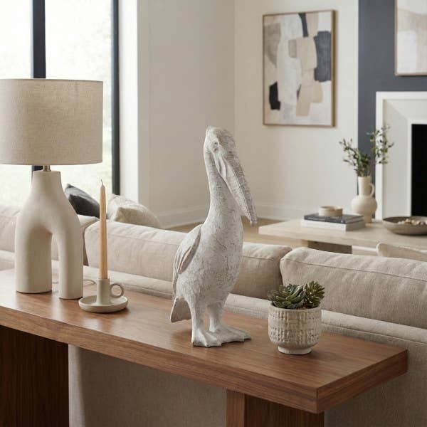 Sagebrook Home - Decorative Figurine - White Ceramic Standing Pelican, 14 in.